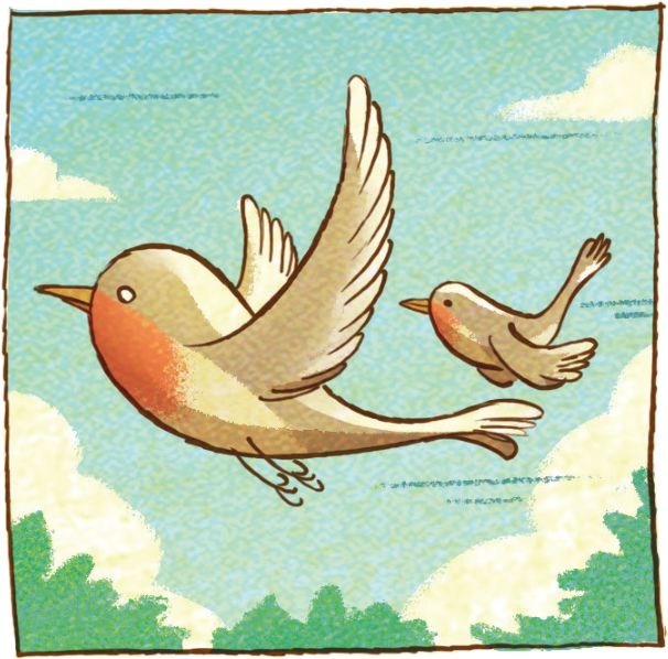 Two birds taking flight — art from the book